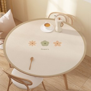 식탁보 원형 가죽 테이블보 실리콘 방수 라운드 인테리어 협탁 식탁 커버, 60cm, A