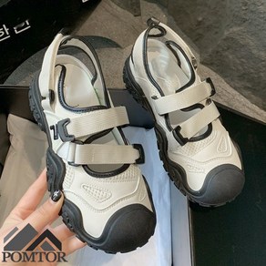 POMTOR 여성 메쉬 통굽 여름샌들 스니커즈 운동화