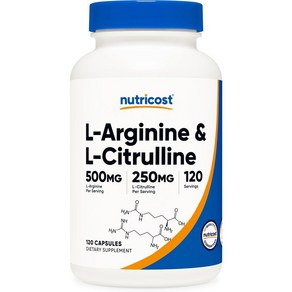 Nutricost L-Arginine L-Citrulline Complex 750mg 120 Capsules - Non-GMO 723055