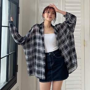 [5XL] 여리핏/올핏 쉬폰st 쿨 체크남방(셔츠) 2color