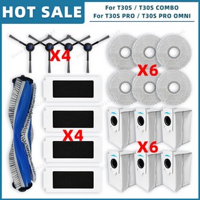 호환 와 호환 ECOVACS DEBOT T30S T30S PRO PRO OMNI COMBO 예비 부품 메인 사이드 브러시 필터 걸레 천 먼지 봉투 소모품, [07] Set G, 1개