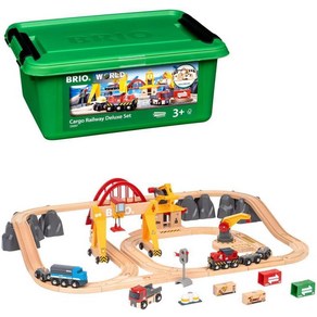 BRIO WORLD 54 3 ~ 33097 (브리오) 카고 레일 디럭스 세트 [전 개] 대상 연령 세, 1개, 멀티컬러