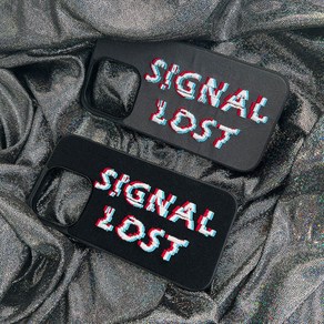 SIGNAL LOST 글리치 스타일의 블로코어 일러스트 패브릭 자수 케이스 아이폰 갤럭시