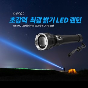 XHP90.2 LED 줌라이트 5600루멘 C타입 충전식 손전등 후레쉬 랜턴 야간산행 야간근무 캠핑 서치라이트, 1. LED 줌라이트 P902(충전식배터리포함), 1개