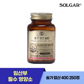 250정/250일) 솔가 엽산 400mcg, 1개, 250정