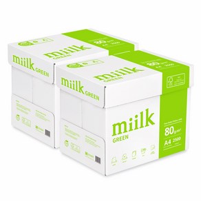 miilk 그린 복사용지 80g, A4 (2500매), 5000매