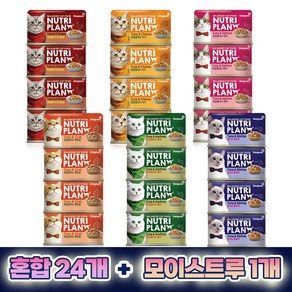 동원 뉴트리플랜 고양이 습식캔 160g 24개 + 증정 고양이 습식파우치 1개, 흰살참치와게맛살 160g 12개