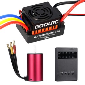 GoolRC 구올RC S3660 3300KV 센서리스 브러쉬리스 모터 60A ESC 및 1/10 RC 카트럭용 프로그래밍 카드 콤보 세트