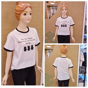[소이주니어]논현뉴코아 25년여름신상 ** 신상품세일 ** 톡톡한소재 ** 팔길이 4부 프렌즈 링거티 ** 마네킹 11호 착용 **
