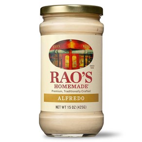 Rao's Homemade Alfredo 소스 클래식 425.2g(15온스) 크리미 파스타 파마산 치즈와 로마노 치즈의 프리미엄 품질 블렌드 크림 및 버터