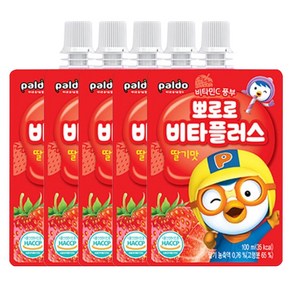 뽀로로 비타플러스 음료수 딸기맛, 5개, 100ml