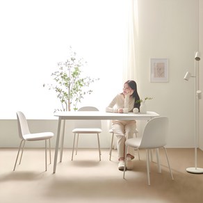 보니애가구 나탈리 1400 세라믹 식탁 + 의자 4P 세트 4인용 방문설치, 화이트 + 화이트, 일반의자 4