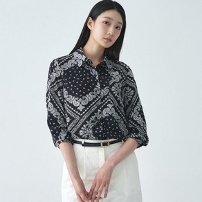 [지센] 여성 반다나 프린트 블라우스 LCWSO536_BK