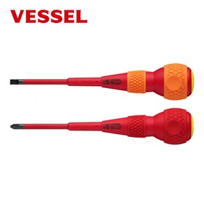 베셀 VESSEL 드라이버 200 일자 6x150mm(-) 전공절연드라이버 볼그립