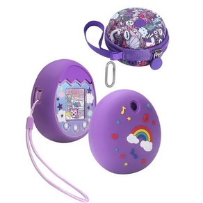 Tamagotchi Pix 용 보호 키트 가상 전자 디지털 애완 동물 기계 커버 + 휴대용 보관 가방, [03] Puple, 1개