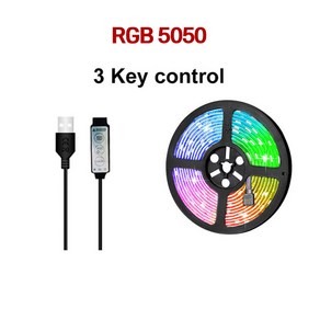 RGB LED바 간접 줄조명 5V 5050LED바 USB 3버튼 컨트롤러, 1세트, 5050 RGB-5m(비방수)