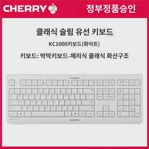 체리 체리 KC1000 유선 필름 키보드 노트북 비즈 사무용 가정용 저소음 게임 무음 터치 여성 키보드 세트, KC1000화이트, 관공서 표준배치, 치어리 분화구