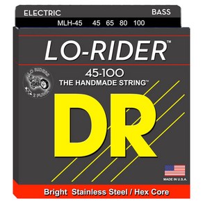 DR - Lo-Ride Stainless Steel Bass Medium-Light 스테인레스 4현 베이스 스트링 045-100, 1개