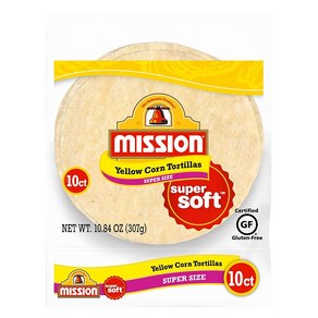 Mission Super Size Yellow Corn Tortillas Large Soft Taco 미션 슈퍼 사이즈 노란색 옥수수 토르티야 대형 소프트 타코 사이즈 10