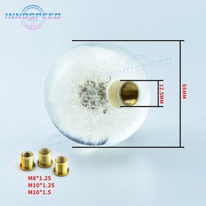 자동차 아크릴 원형 민들레 기어 노브 투명 수동 시프트 수정, 1개, 1.65mm