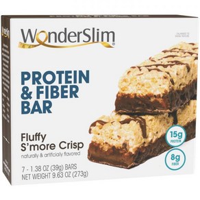 WondeSlim Potein Fibe Ba 원더슬림 프로틴 파이버 바 플러피 스모어 크리스프 7개입, 1개, 273g