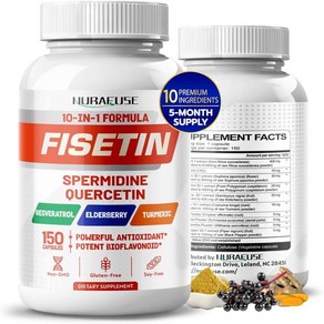 Fisetin 10-in-1 Formula - 10125 mg with Spermidine Quercetin Resveratrol Elderberry Turmeric Non-GMO