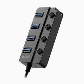 엑토 버튼 USB 3.2 Gen 1 개별전원 4포트 멀티 허브 HUB-53, 혼합색상