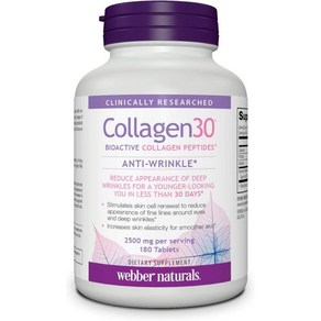 Webbe Natuals Collagen30 Anti-Winkle 2500mg of Bioactive Collagen Peptides Pe Seving 180 Tablet, 1개, 180정