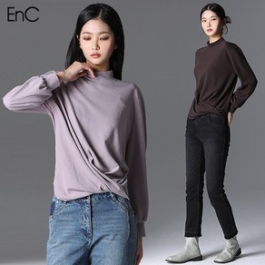 EnC [EnC] 셔링 디테일 반넥 목폴라 티셔츠