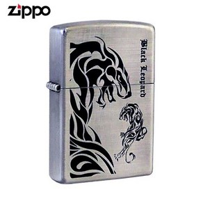 ZIPPO 라이터 프린팅 BLACK LEOPARD VINTAGE SI 오일+심지+부싯돌 3종세트 포함