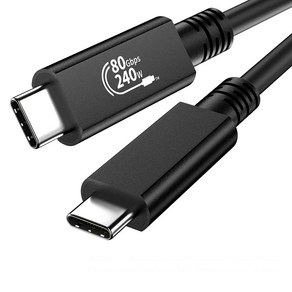 SKY USB4/GEN4/Thundebolt 5 / 80Gb / 240W 초고속 C to C 케이블 0.8m, 1개, 블랙, 80mm