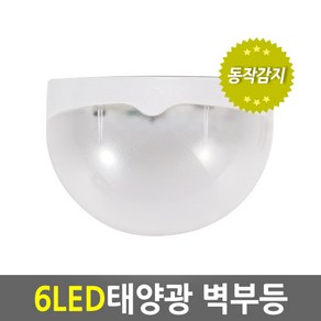 태양광 6LED 벽부등_동작감지센서/태양열 LED조명 정원등 센서등 투광등 야외등 캠핑조명 테라스등 카페등 벽등, 색상:하얀빛, 1개