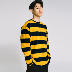 주식회사 우이너스 어나더썸씽 베이직 스트라이프 롱 슬리브 티셔츠 Yellow/navy