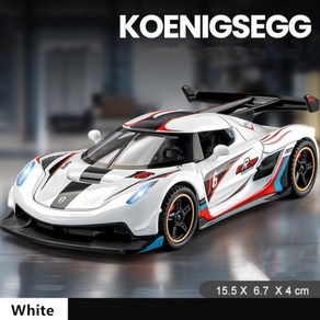 자동차다이캐스트 자동차모형 132 Koenigsegg Jesko Attack 합금 럭셔리카 로고 모델 금속 레이싱 카 차량 시뮬레이션 사운드 라이트 선물, 4) Racing White