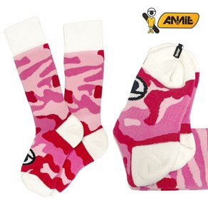 ANNIE BOARD SPORTS SOCKS 애니 스키 스노우보드 겨울 양말 주니어 어린이 남자여자 18-21cm, 핑크, 1개