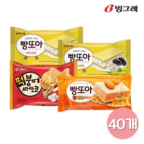 빙그레 아이스크림 빵소프트20 떡붕어10 빵황치즈케익10, 40개, 172ml