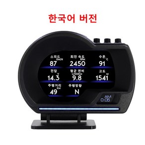 헤드 업 디스플레이 자동 OBD2 GPS 스마트 자동차 HUD 게이지 디지털 주행 거리계 보안 경보 물 및 오일 온도 RPM, [04] Koean, 1개