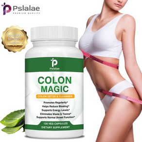 Pslalae Colon Cleanse Detox Fomula - 고창 완화 및 신속한 소화 정화를 위한 천연 장 세척제 - 일일 변비 완화 보조제 60/120정, 1박스, 60정