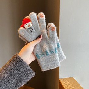 명양피프 여성 캐릭터 핑거 장갑 울 winte gloves