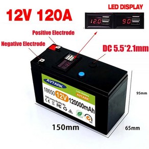 전기 자동차 배터리용 BMS 18650 리튬 배터리12V 120Ah 3S6P 볼트 내장 고전류 30A, 35000mAh, 1개