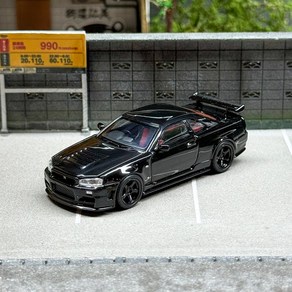 1:64 닛산 GTR R34 Z-Tune 스카이라인 자동차 다이캐스트 모델 피규어 모형, 한국, 블랙, 1개