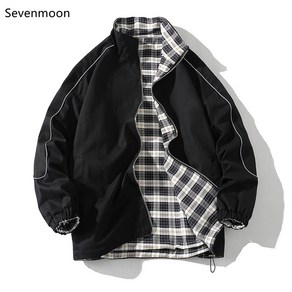 Sevenmoon 재킷 오버핏 줄무늬 간략하다 여름남자 데일리 경박스럽다 체크요