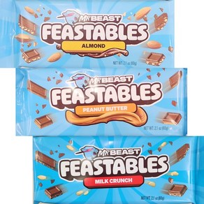 미스터비스트 피스터블 초콜릿 60g 3종택1 아몬드 피넛버터 밀크크런치 MR BEAST FEASTABLES, 1. 아몬드