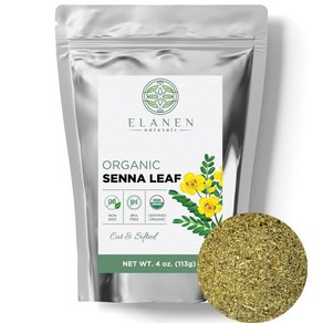 ELANEN natuals 유기농 세나 잎 4oz. 113g 농무부 찻잎 허브 알렉산드리나 폴륨 세네 호자데센 시나 컷 시프트, 4 Ounce, 1개, 1개입