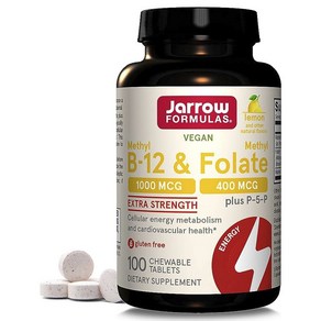 재로우 Methyl B-12 1000mcg & Folate Lemon Flavor 400mcg 츄어블 타블렛