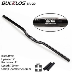 입문용 MTB 산악 BUCKLOS 산악 자전거 핸들 바 31.8mm 25.4mm 라이저 620/660/720/780mm 알루미늄 합금 MTB, 15 25.4-720-20mm-Black, 1개