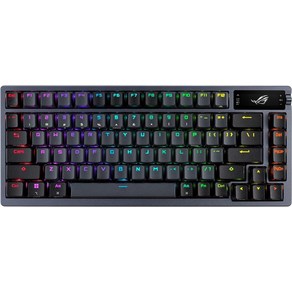 ASUS ROG Azoth 75 무선 게이밍 키보드 OLED 디스플레이 PBT 키캡 RGB, 검은색, 아조스 익스트림, 갈축