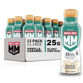 Muscle Milk 식물 기반 단백질 쉐이크 바닐라 캐러멜 290ml11.16온스 12팩 151326, Muscle Milk 식물 기반 단백질 쉐이크, 바닐라, 290ml