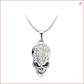 남자목걸이 해골 skull 9 Cystal 18K White GP +보증서