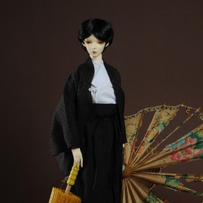 돌모아 구체관절인형의상 56cm 60cm SD13 검정 심플 기모노 세트 SD - Basic Kimono (Black) [B1-6-3], 기모노상의 속옷+하카마 (바지)+하오리 (겉저고리), 1개